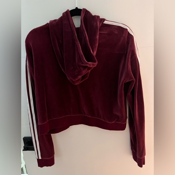 Adidas Originals Velour Cropped Hoodie Sweatshirt - Picture 5 of 7